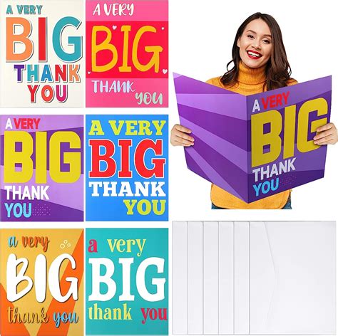 6 Pack Very Big Thank You Card Jumbo Thank You Card With