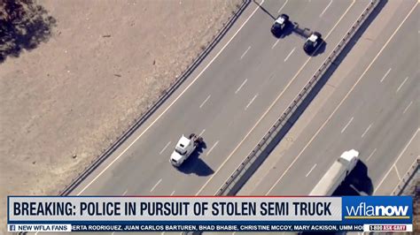 Breaking Stolen Semi Truck Police Chase In California Los Angeles Semi Trailer Truck
