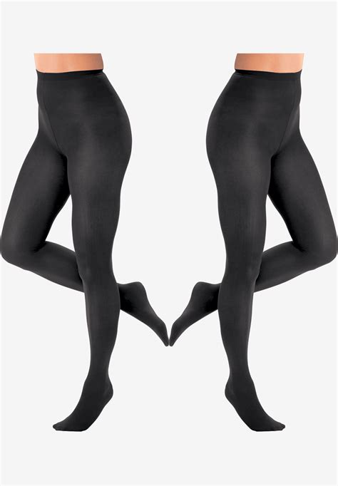 2 Pack Opaque Tights By Comfort Choice® Plus Size Hosiery And Socks