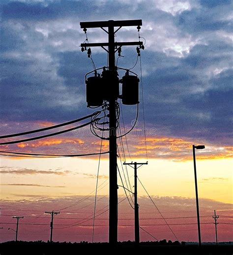 Telephone Poles At Sunset Stock Image Image Of Energy 40263587