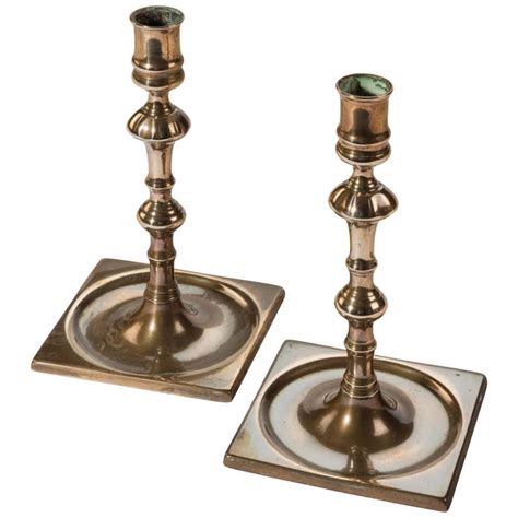 Pair Of French 19th C Hand Tooled Brass Candlesticks For Sale At 1stdibs