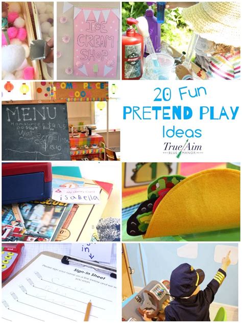 There Are Many Different Pictures With The Words Pretend Play In Them