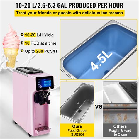 Vevor Commercial Ice Cream Maker 10 20lh Yield 1000w Countertop Soft