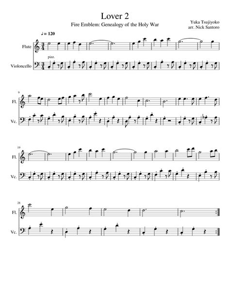 Lover 2 Sheet Music For Woodwinds Flute Strings Bowed Cello Mixed