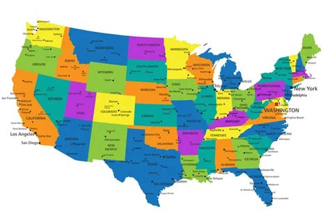 Usa 50 States With State Names And Capital ⬇ Vector Image By © Glopphy