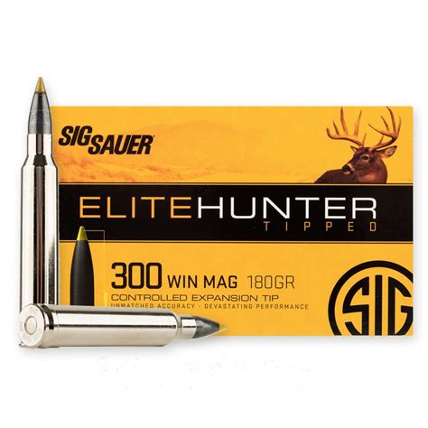 300 Winchester Magnum 180 Grain Polymer Tip Sig Sauer Elite Hunter 20 Rounds Ammo