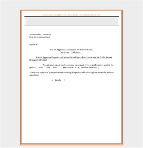 Professional Warning Letters Free Templates