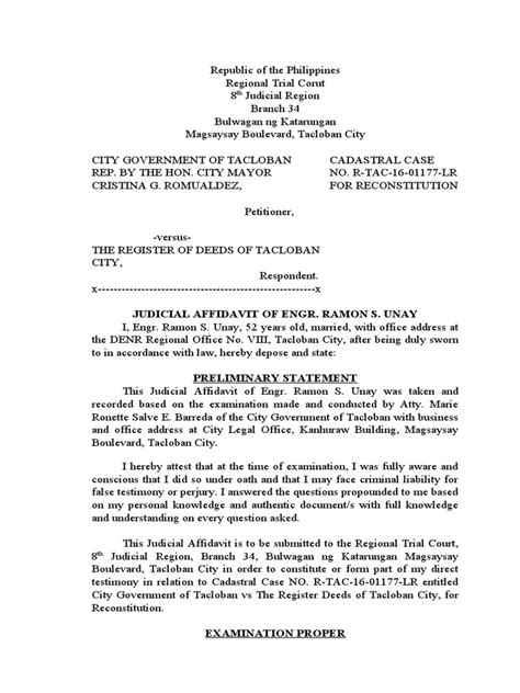 Sample Judicial Affidavit Pdf Affidavit Perjury