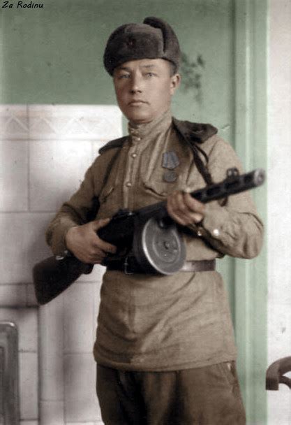 Soviet Soldier With Ppsh 41 Original Black And White Photo Flickr