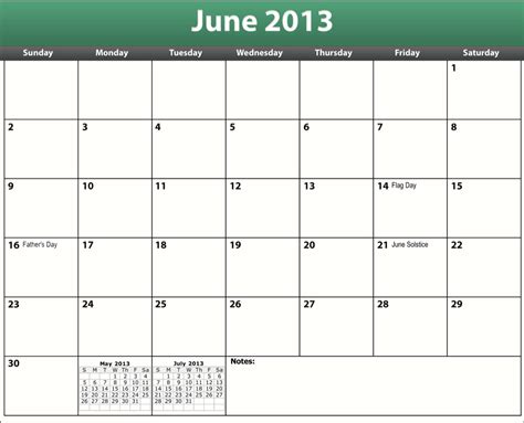 Printable Pdf June 2013 Calendar