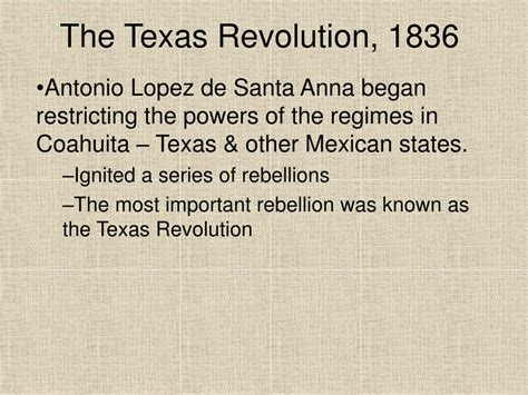 Ppt The Texas Revolution 1836 Powerpoint Presentation Free Download