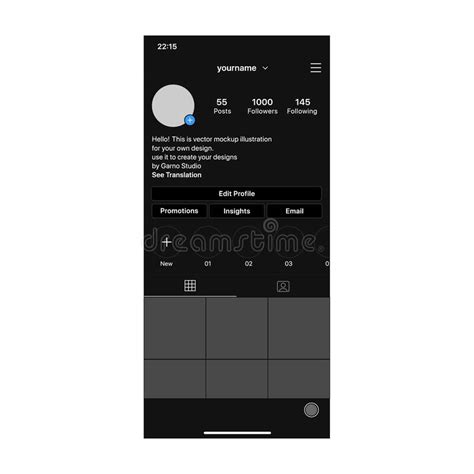 Instagram Social Media Profile Blank Interface Stock Vector