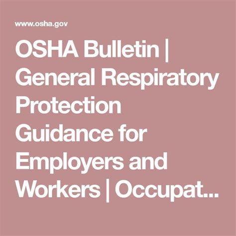 Osha Bulletin General Respiratory Protection Guidance For Employers