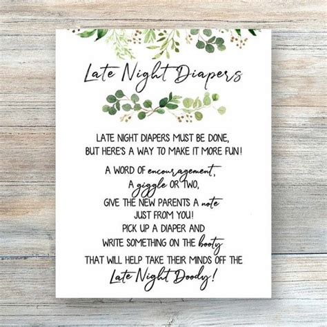 Greenery Late Night Diaper Sign Diaper Thoughts Baby Shower Etsy Canada