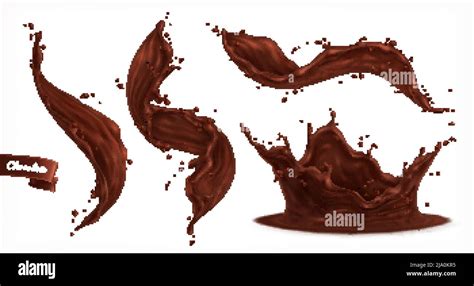 Chocolate Splash And Drop Realistic Transparent Set Isolated Vector