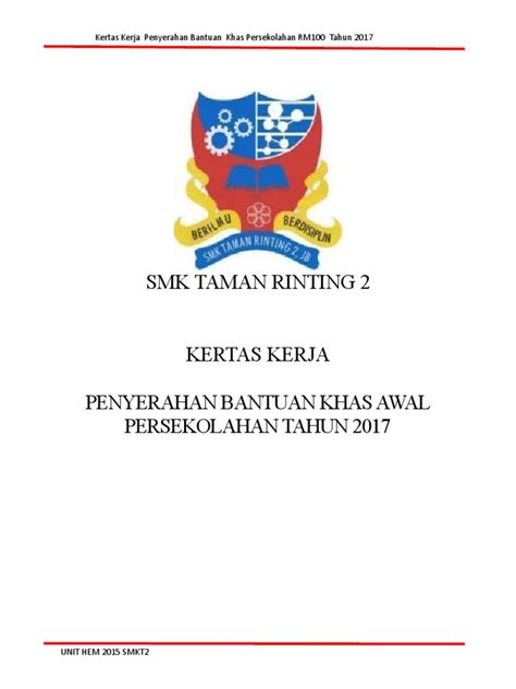 Terima kasih atas keikhlasan tuan berkongsi ilmu ini. Kertas Kerja Majlis Bantuan RM100 2015