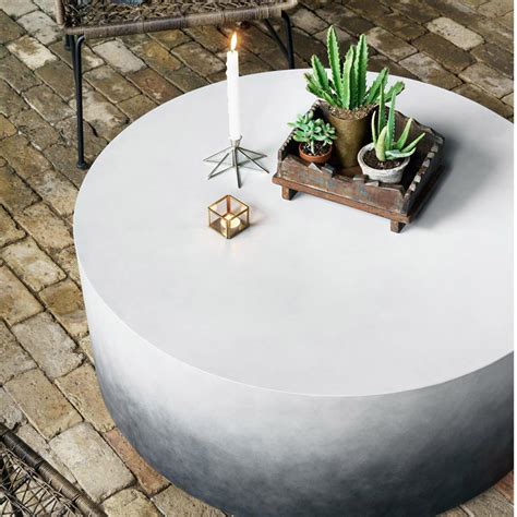 Cement Coffee Table Round Tabitha Modern Classic Durable Grey Drum
