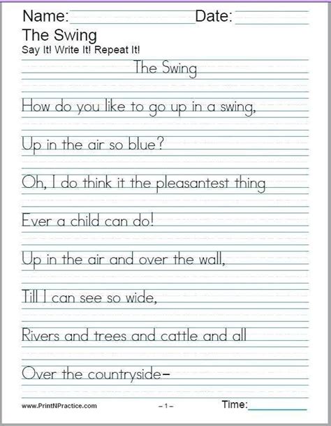 Free Handwriting Worksheets For First Graders Worksheets Master