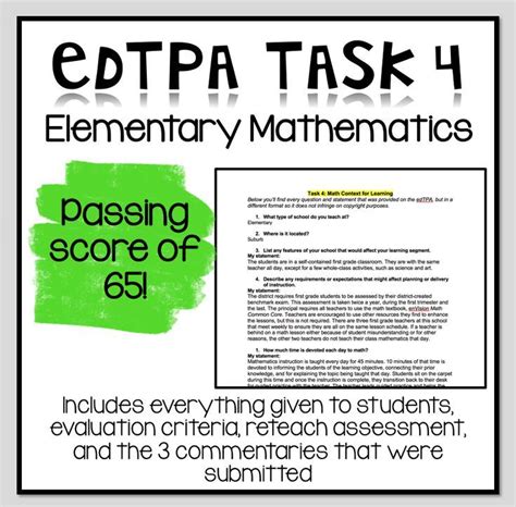 Edtpa Task 4 Elementary Mathematics Math Assessment Math Tasks