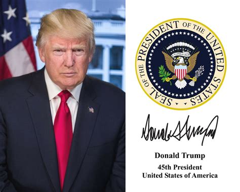 President Donald Trump Presidential Seal Autograph 8 x 10 ...