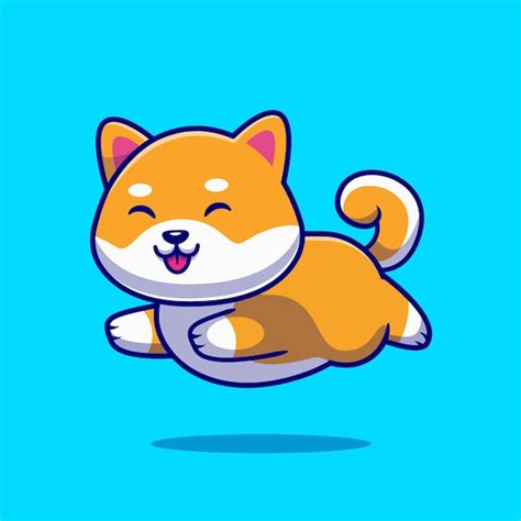 Free Vector Cute Shiba Inu Dog Running Cartoon Icon Illustration