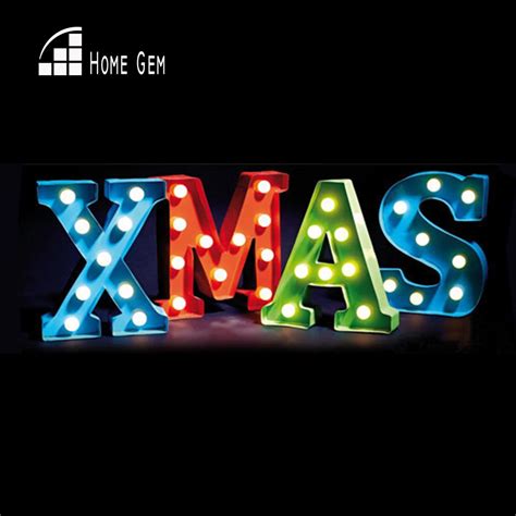 Xmas Letters Led Marquee Sign Light Up Vintage Plastic Neon Light