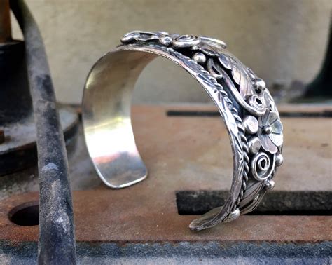 Signed Navajo Sterling Silver Cuff Bracelet, Traditional Native