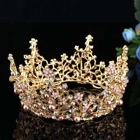 Goldsilver Pearl Tiara Crown With Diamondbridal Tiarawedding