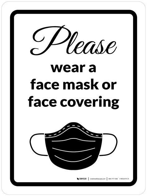 Please Wear A Mask Or Face Covering Black Wall Sign Creative Safety