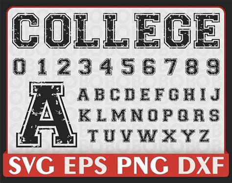 Font Distressed College Letter Varsity Alphabet Clipart Varsity Font