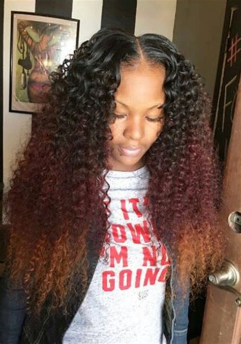 Curly Ombre Middle Part Sewin Hair Styles Curly Weave Hairstyles