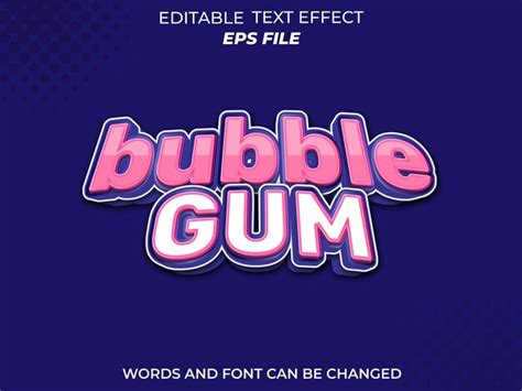 Premium Vector Bubble Gum Text Effect Font Editable Typography 3d