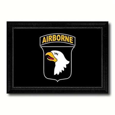 Us Army 101st Airborne Military Flag Canvas Print With Black Picture