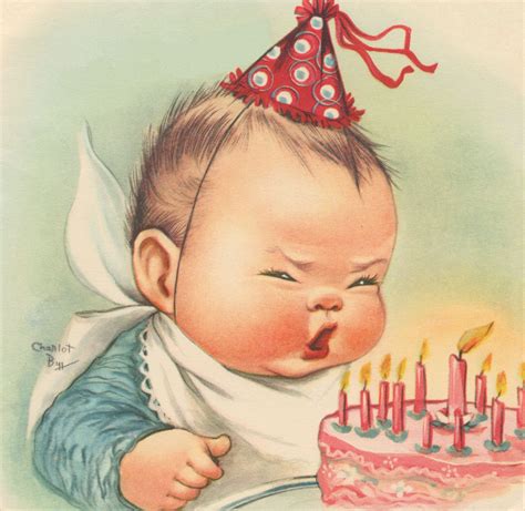 Happy First Happy Birthday Vintage Happy Birthday Illustration