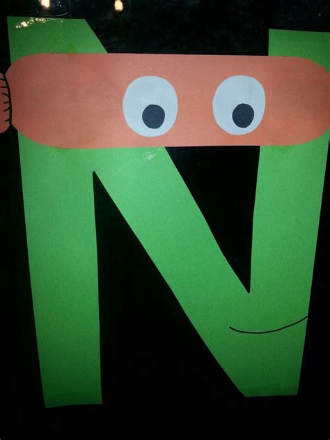 N is for ninja turtle, Letter of the week, letter N, preschool crafts