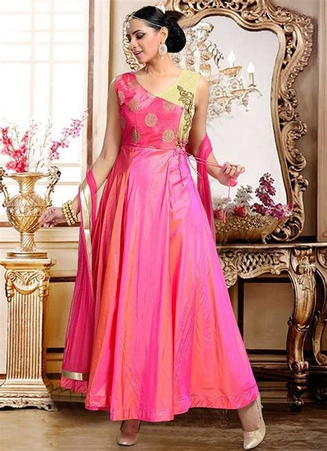 Pink colour contrast combination ideas ? A gorgeous Anarkali suit in the ever- popular color ...