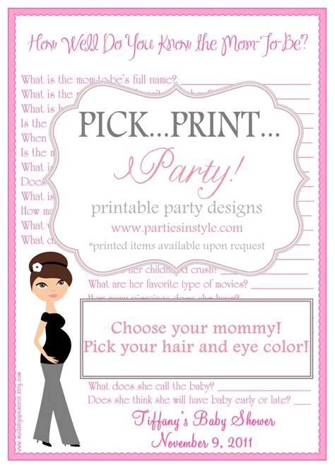 Every baby shower needs a few games but finding ones your guests want to play is hard. Baby Shower Game - How Well Do You Know The Mom To Be - Printable DIY on Luulla