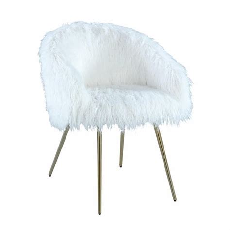 Ravni Faux Fur Accent Armchair With Gold Legs As Picture Bed Bath