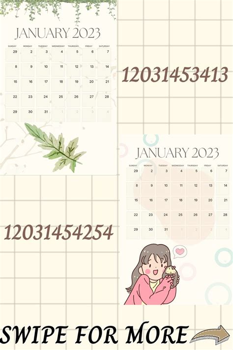 Bloxburg January February And March 2023 Calendar Decals In 2023