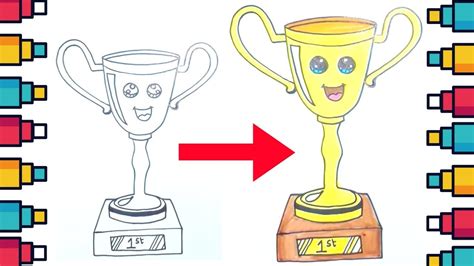 How To Draw Trophy Drawing And Coloring For Kids Youtube