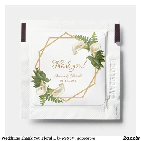 Wedding Thank You Floral Gold Calla Lilies Fern Hand Sanitizer Packet