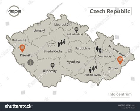 Czech Map Individual Regions Names Infographics Stock Vector Royalty