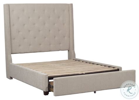 Fairborn Beige Full Upholstered Platform Storage Bed From Homelegance
