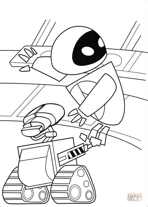 Probably best pixar cartoon ever. Wall-E Follows Eva coloring page | Free Printable Coloring ...