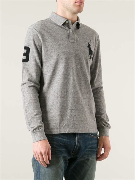 Polo ralph lauren Long Sleeve Polo Shirt in Gray for Men | Lyst