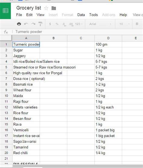 You can see a long list of food items in the second video!. Indian grocery list for 2 persons with quantities - Food ...