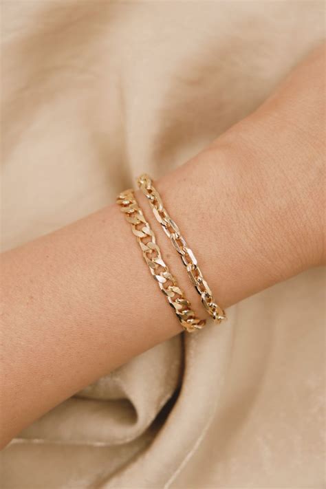 Gold Link Chain Bracelets Stack Bracelets K Gold Filled Etsy Gold