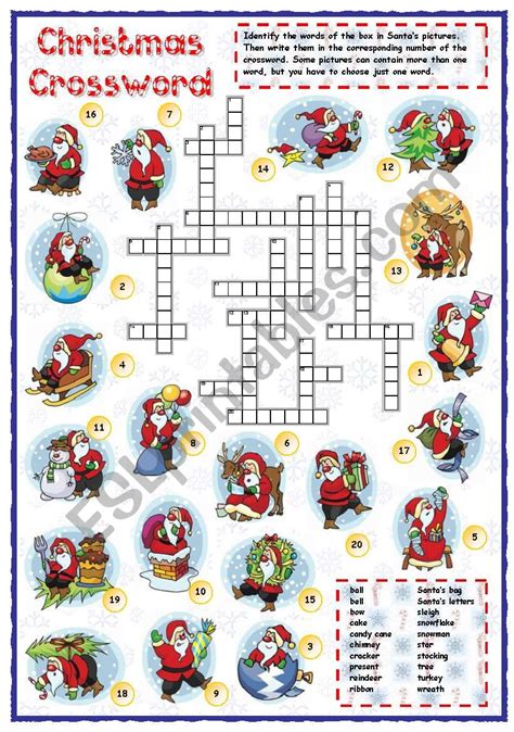 Christmas Worksheets Crossword Puzzles