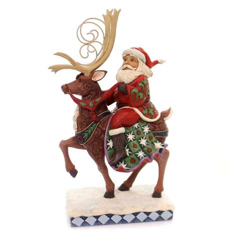 Jim Shore Dreams Delivered Polyresin Santa Riding Reindeer 6001471