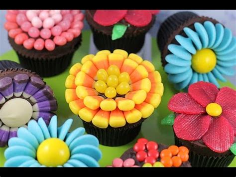 You get several attempts and near enough is if you're stuck for ideas for cupcake decorations, visit the local supermarket and browse in the candy aisle. Easy Flower Cupcakes - Candy Flowers w/ NO Fancy cutters ...
